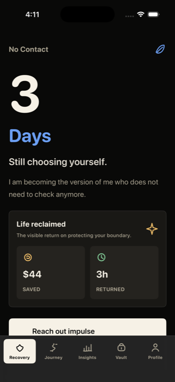 UnLink Recovery in dark mode